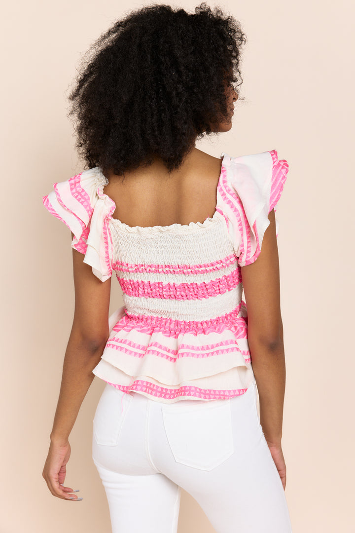 Marce Bohemian Rhapsody Smocked Peplum Top