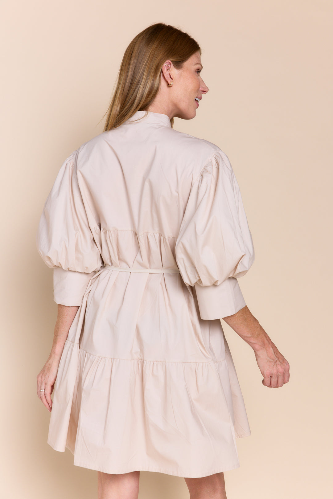 Mina Cotton Puff Sleeve Button Down  Dress