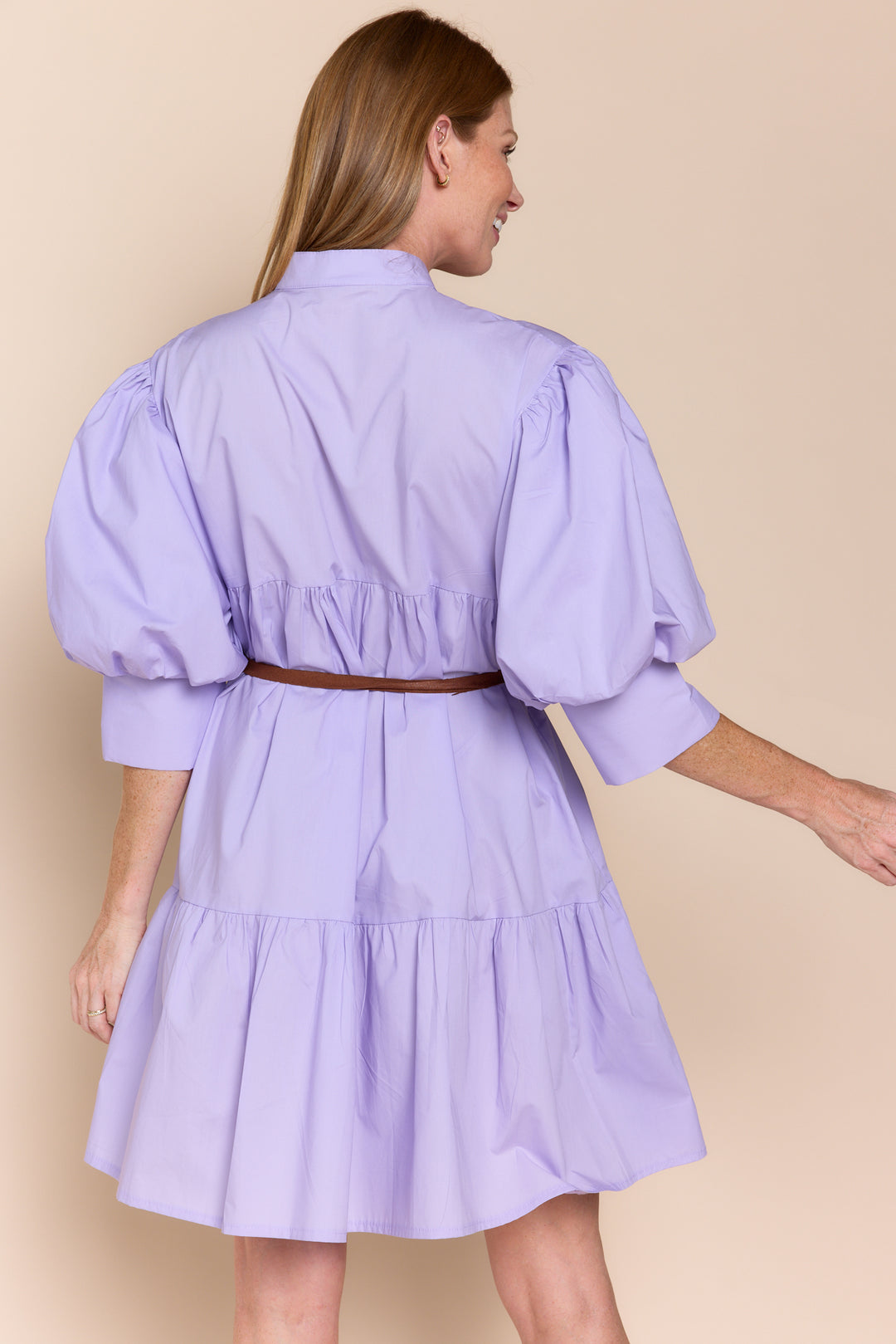 Mina Cotton Puff Sleeve Button Down  Dress