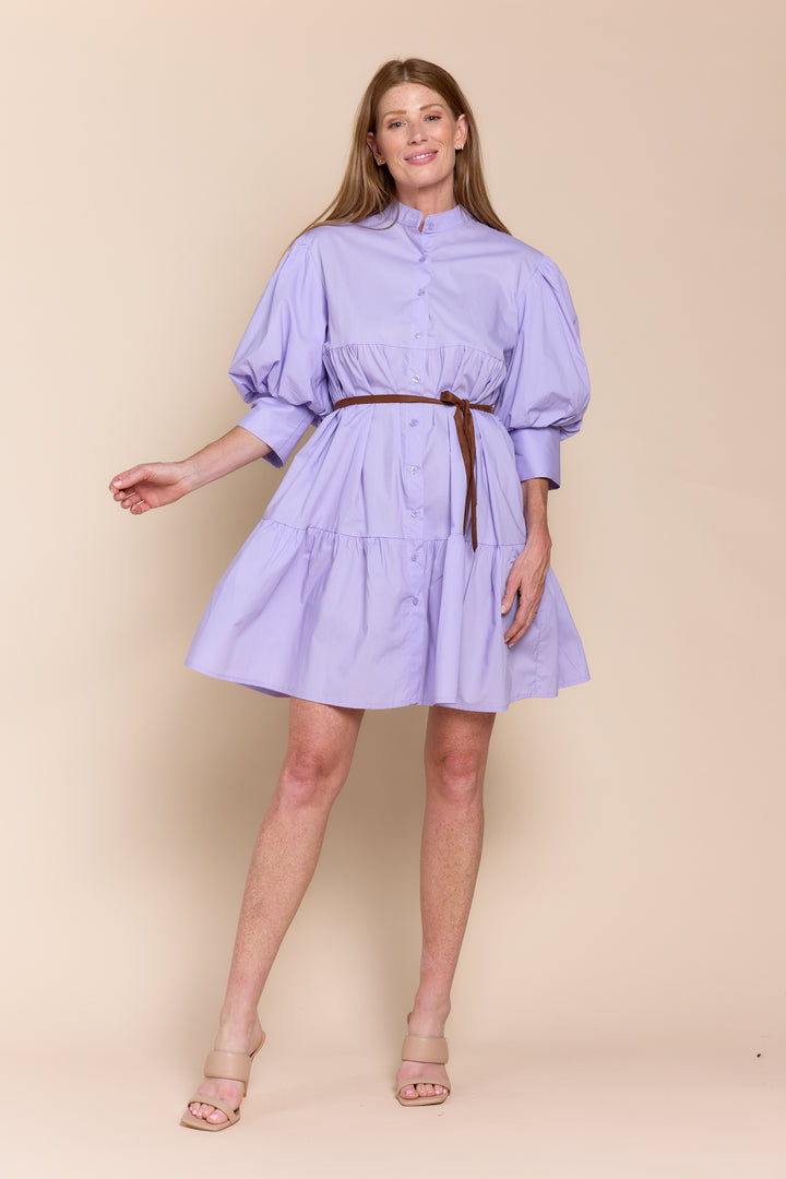 Mina Cotton Puff Sleeve Button Down  Dress