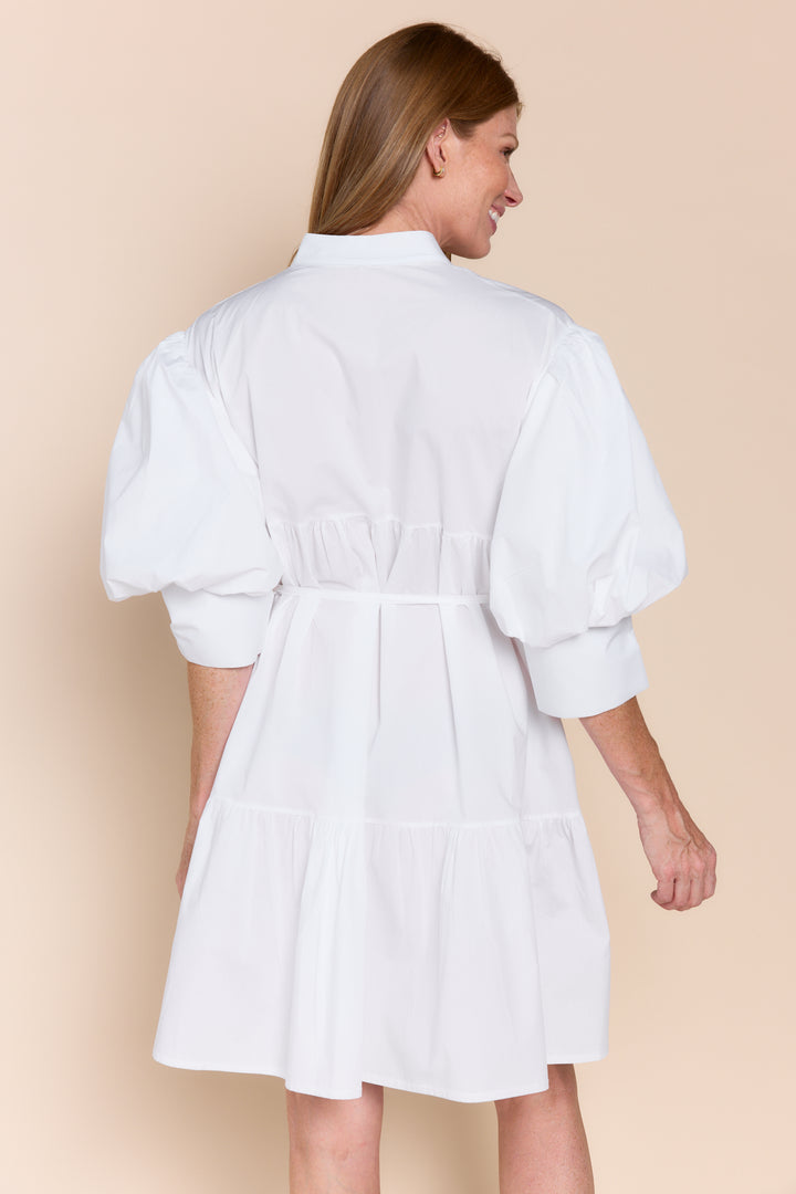 Mina Cotton Puff Sleeve Button Down  Dress