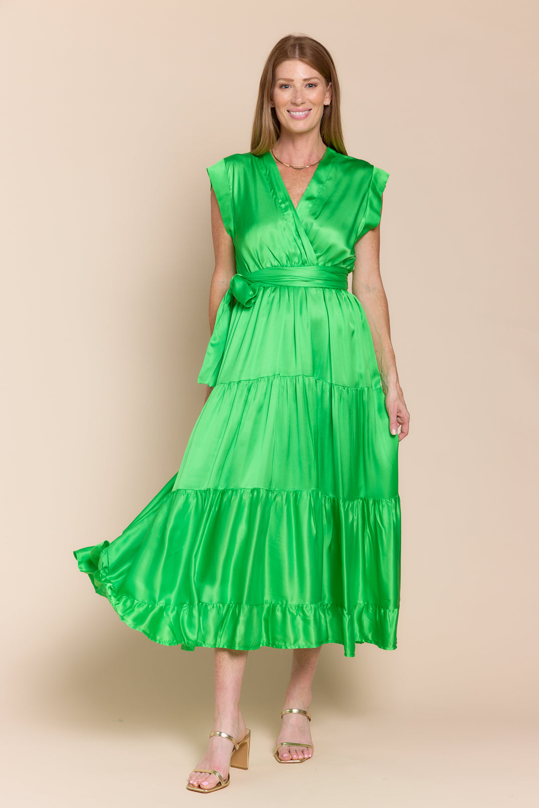 Mishal Tiered Satin Maxi Dress