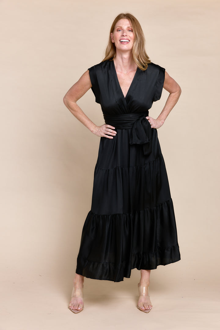 Mishal Tiered Satin Maxi Dress