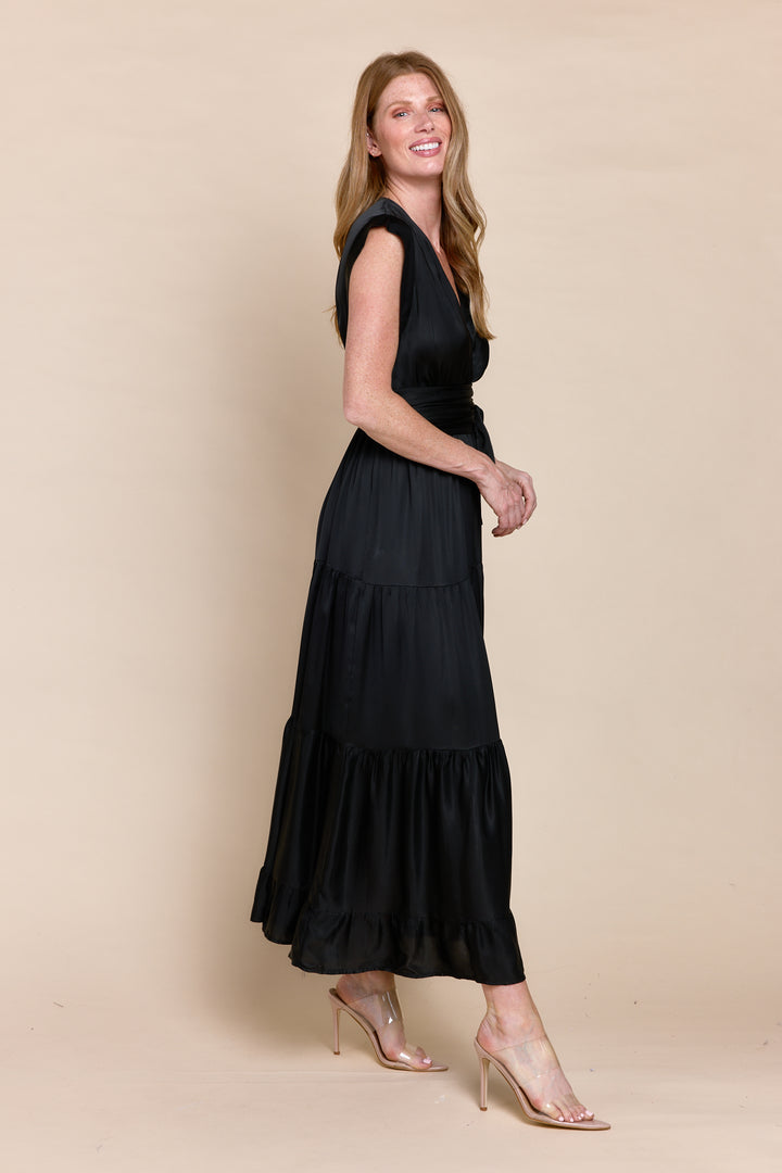 Mishal Tiered Satin Maxi Dress