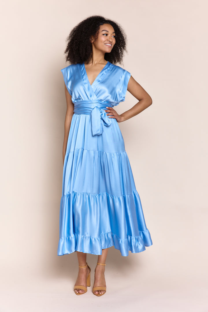 Mishal Tiered Satin Maxi Dress