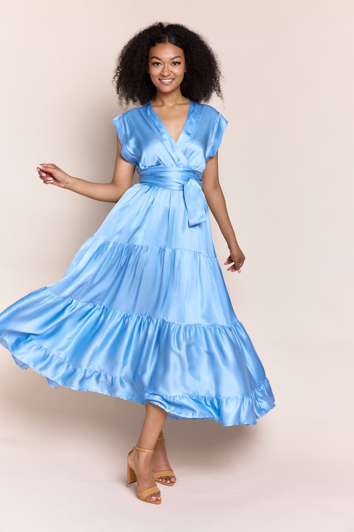 Mishal Tiered Satin Maxi Dress