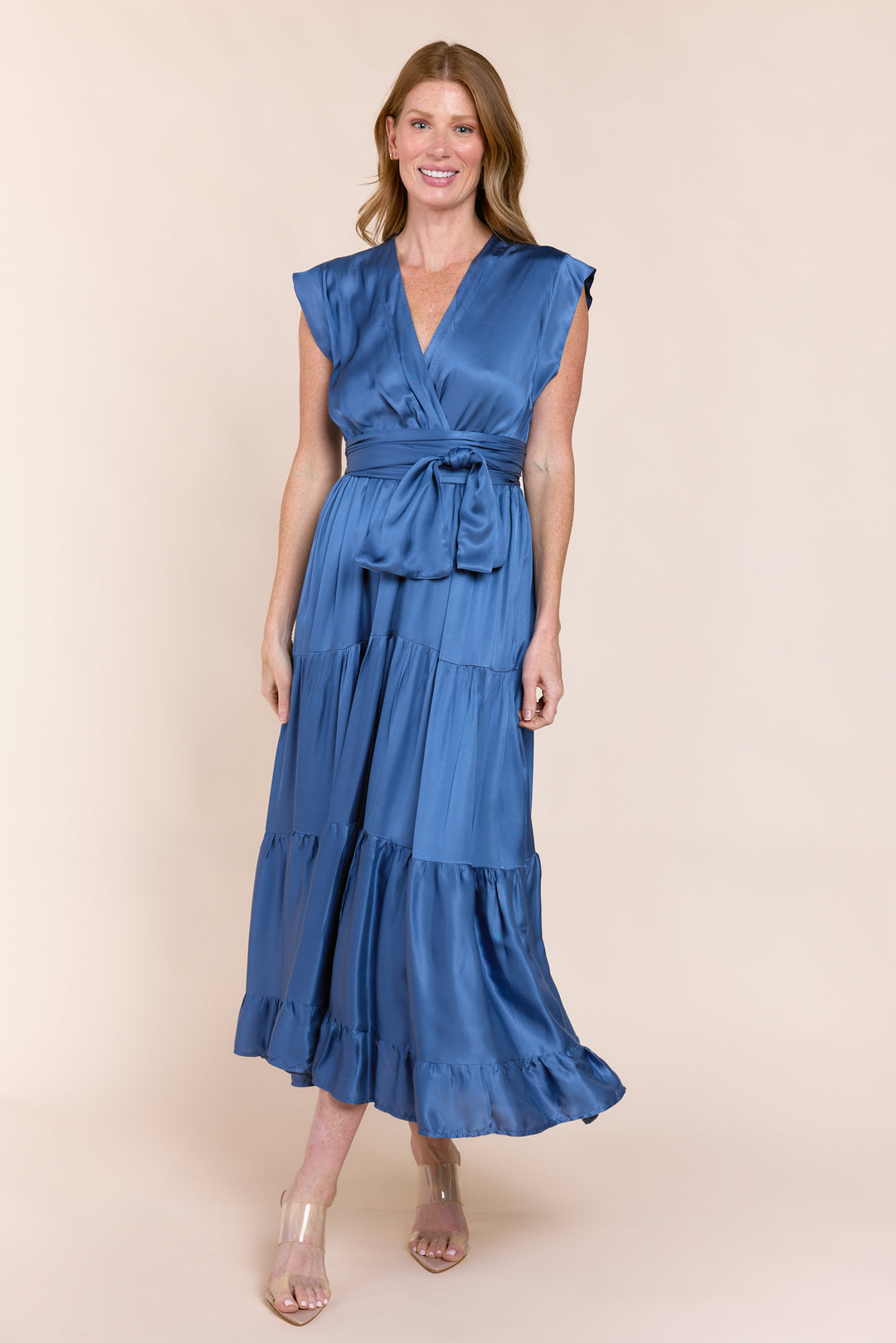 Mishal Tiered Satin Maxi Dress