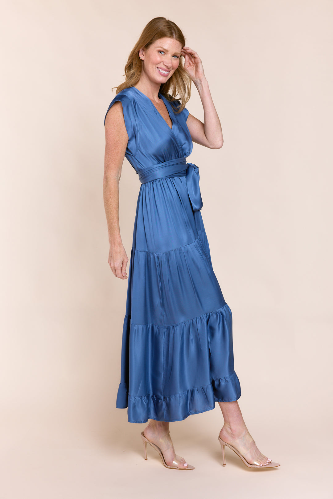 Mishal Tiered Satin Maxi Dress