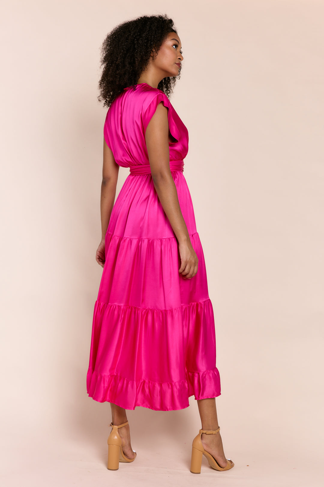 Mishal Tiered Satin Maxi Dress