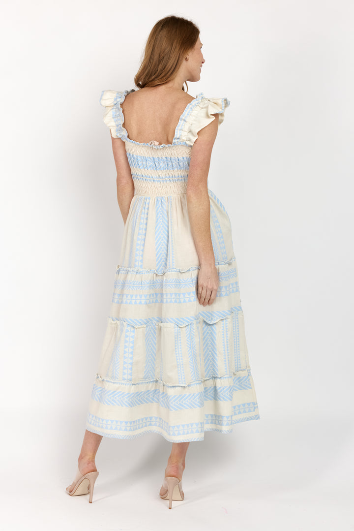 Prada Sundress Smocked  Tiered Maxi  Dress