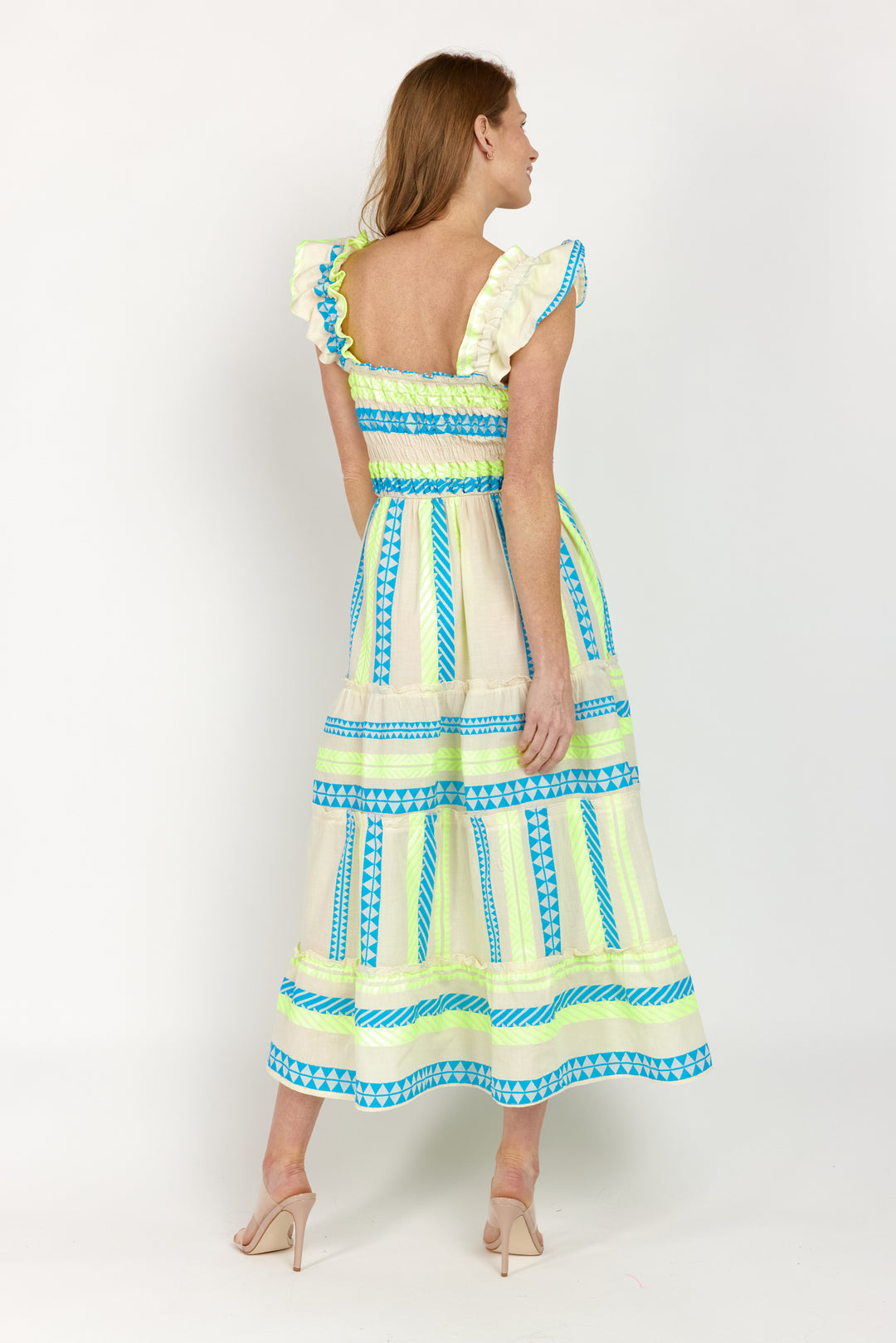 Prada Sundress Smocked  Tiered Maxi  Dress