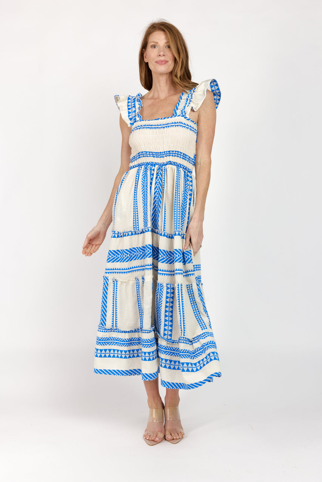 Prada Sundress Smocked  Tiered Maxi  Dress