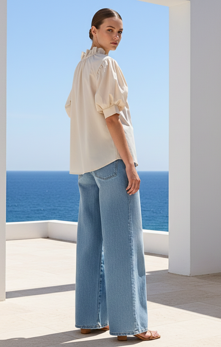 Elaine Bohemian Puff-Sleeve Blouse