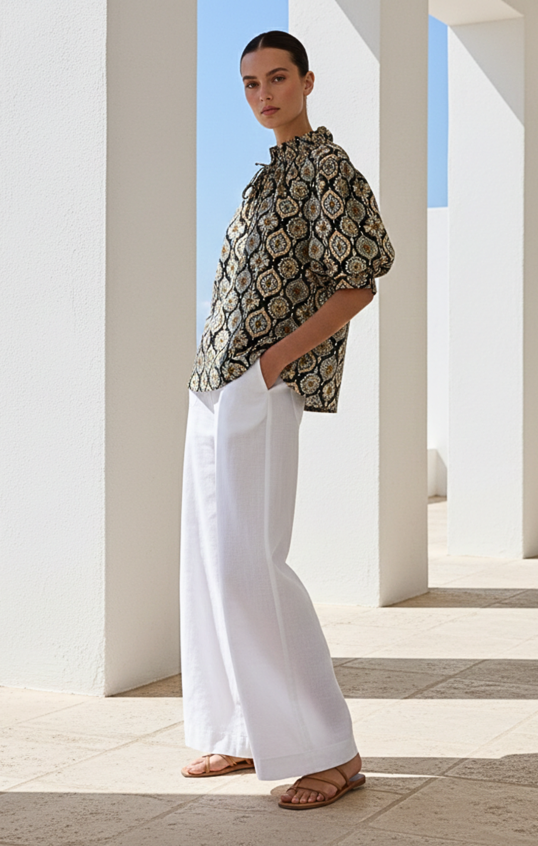 Elaine Bohemian Puff-Sleeve Blouse