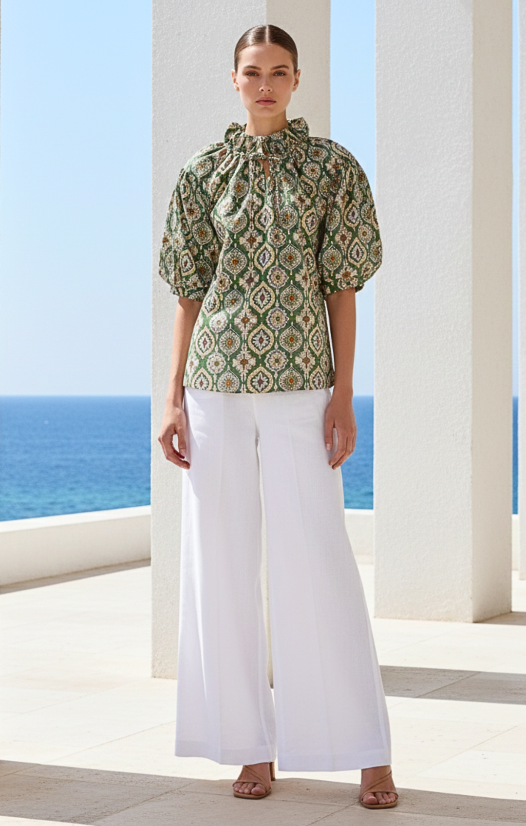 Elaine Bohemian Puff-Sleeve Blouse