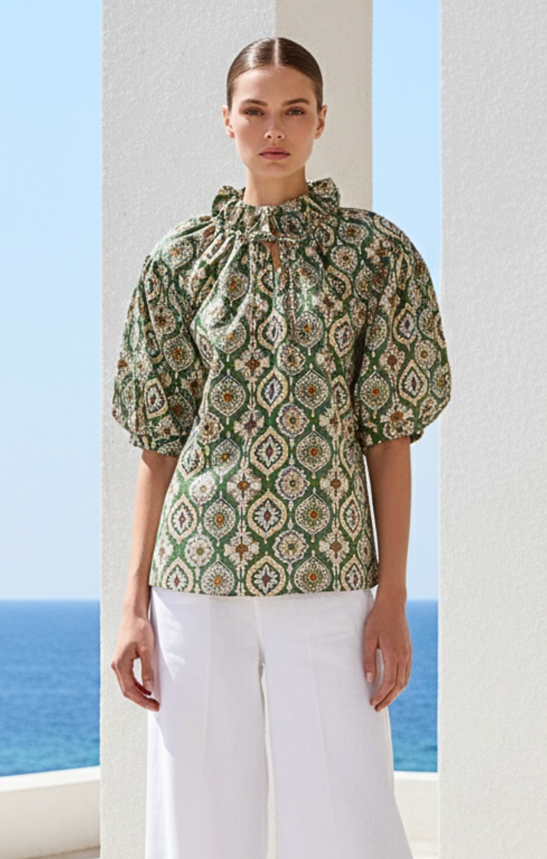 Elaine Bohemian Puff-Sleeve Blouse