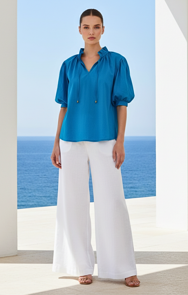 Elaine Bohemian Puff-Sleeve Blouse