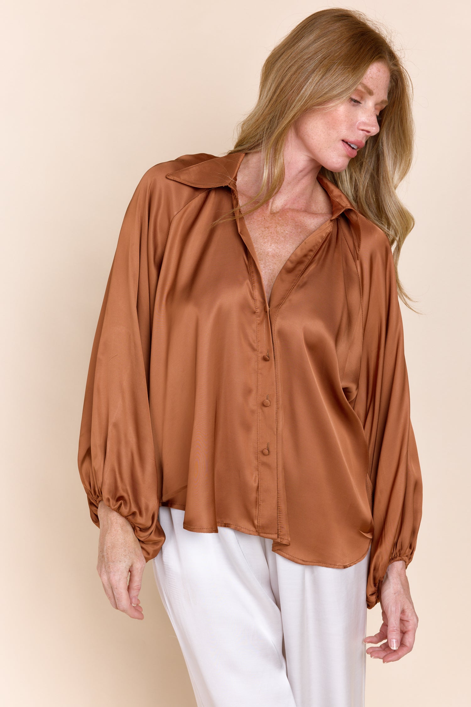 MONTREAL | Tops | Blouse, Satin, Satin and Silk Tops, SOLIDS, Tops | shop-sofia