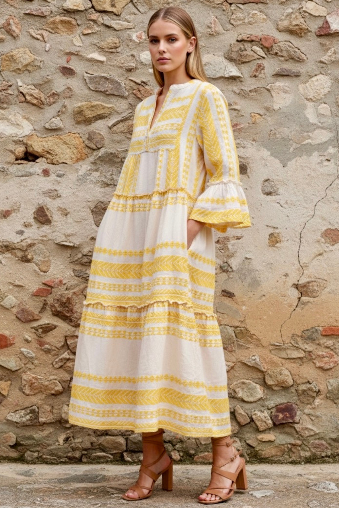 The Barcelona Tiered Coton Maxi Dress
