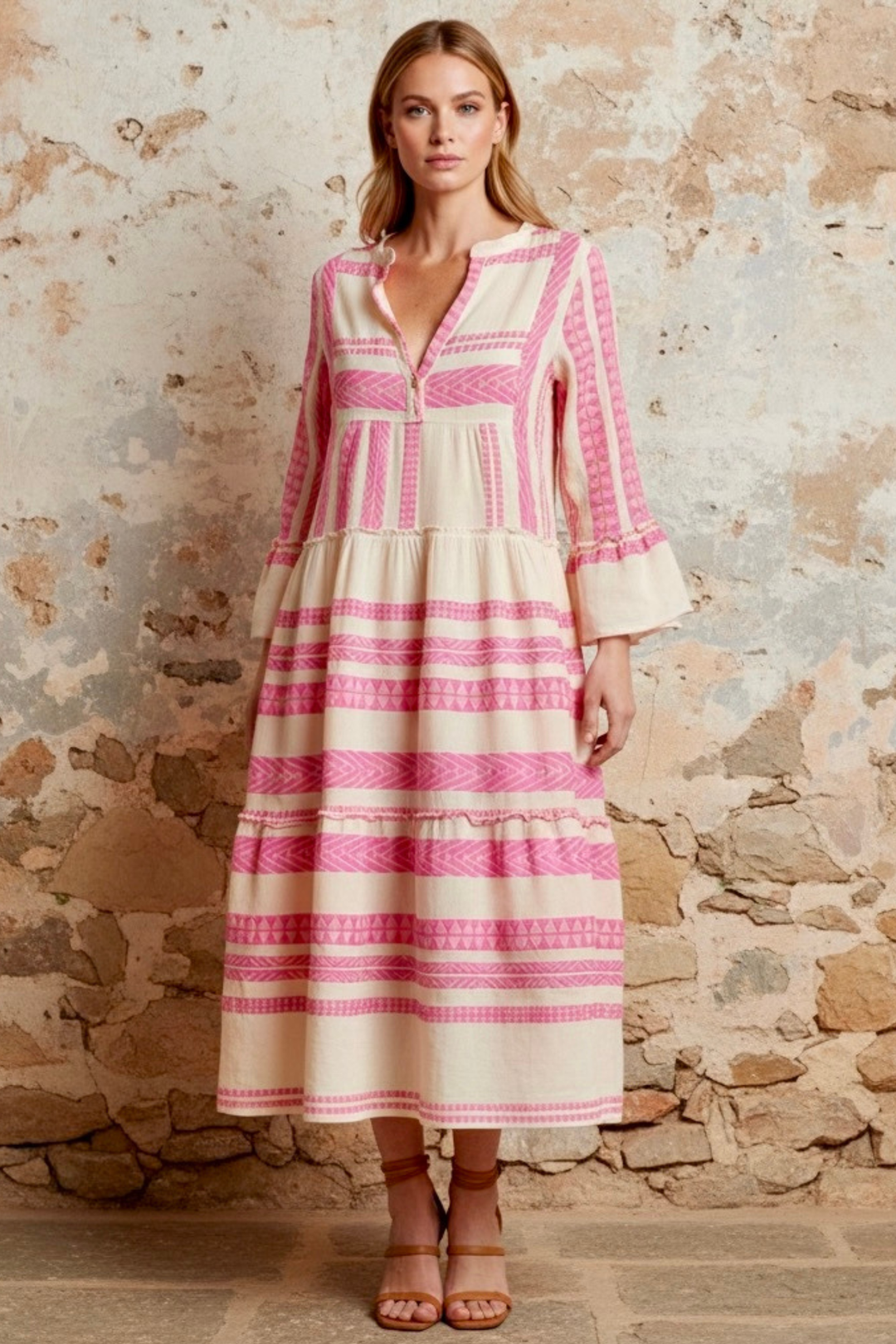 The Barcelona Tiered Coton Maxi Dress