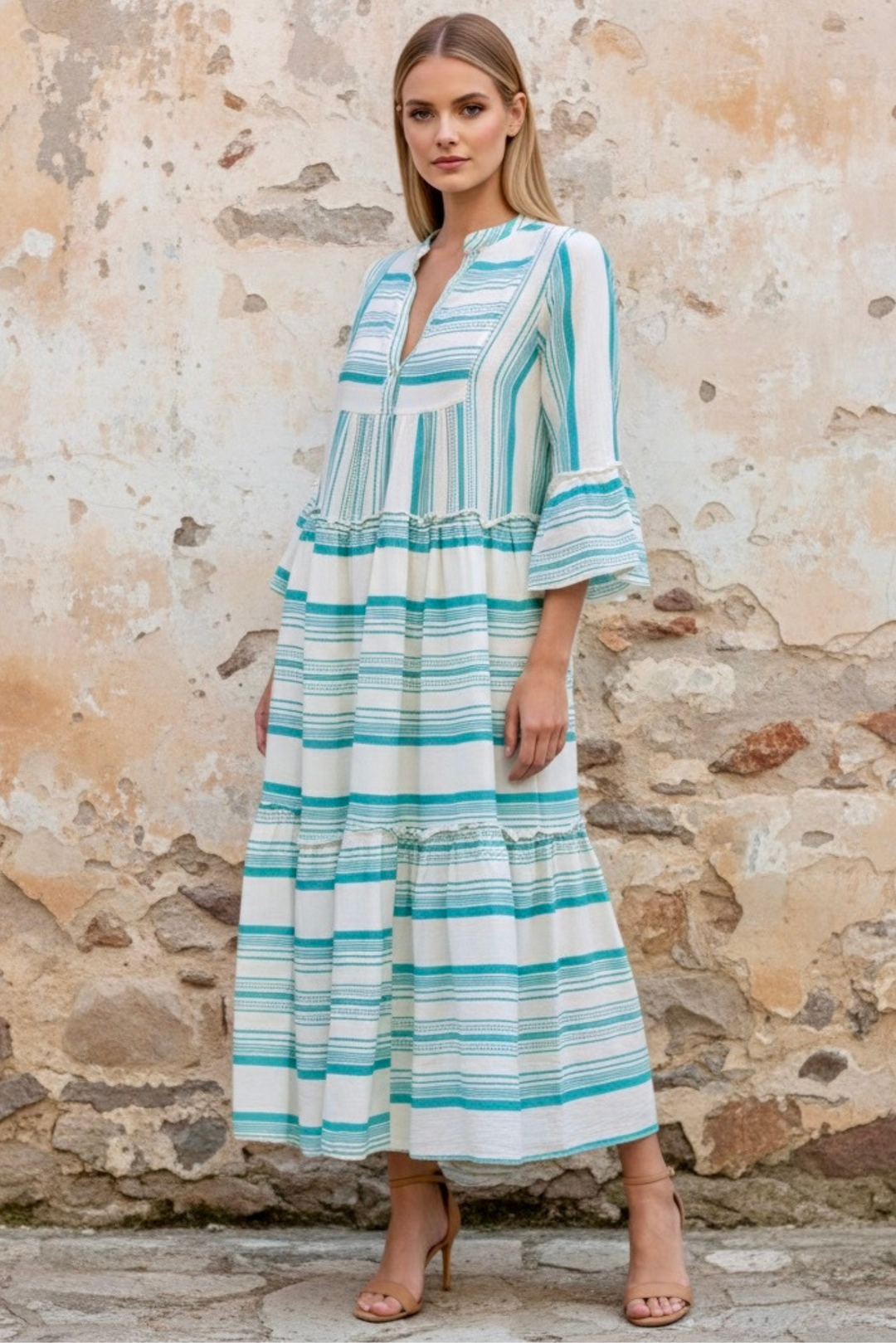 The Barcelona Tiered Coton Maxi Dress
