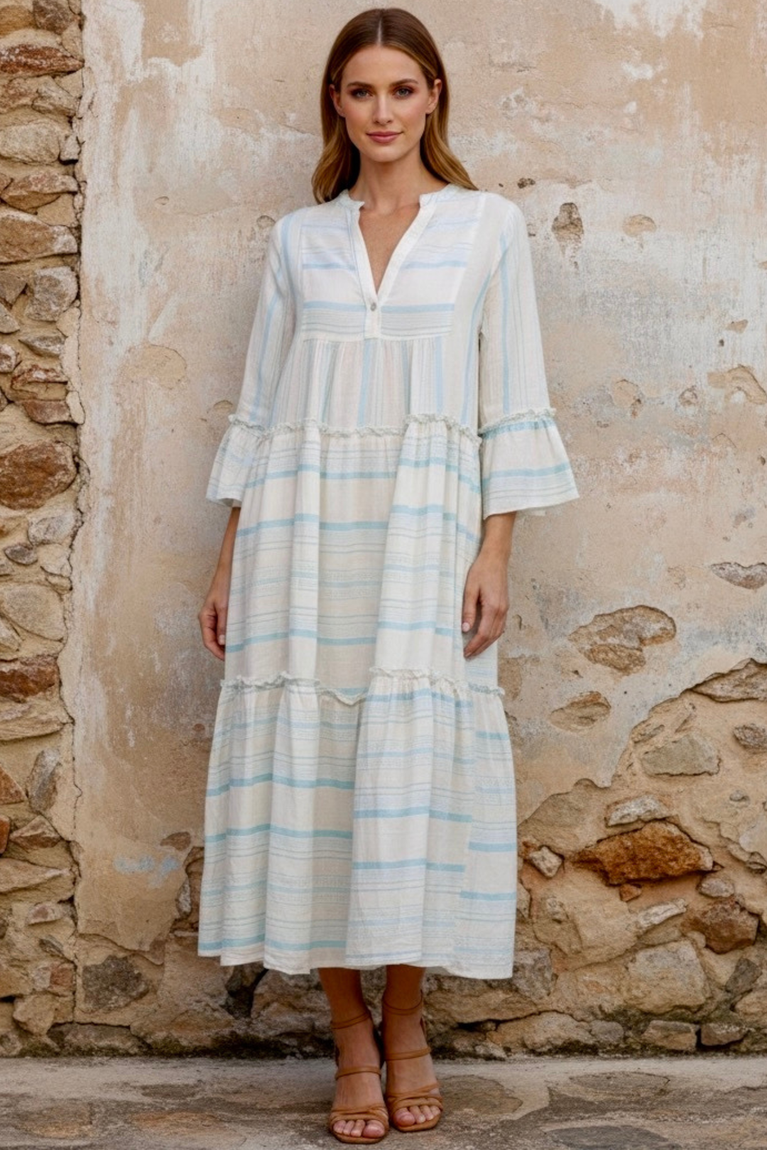 The Barcelona Tiered Coton Maxi Dress