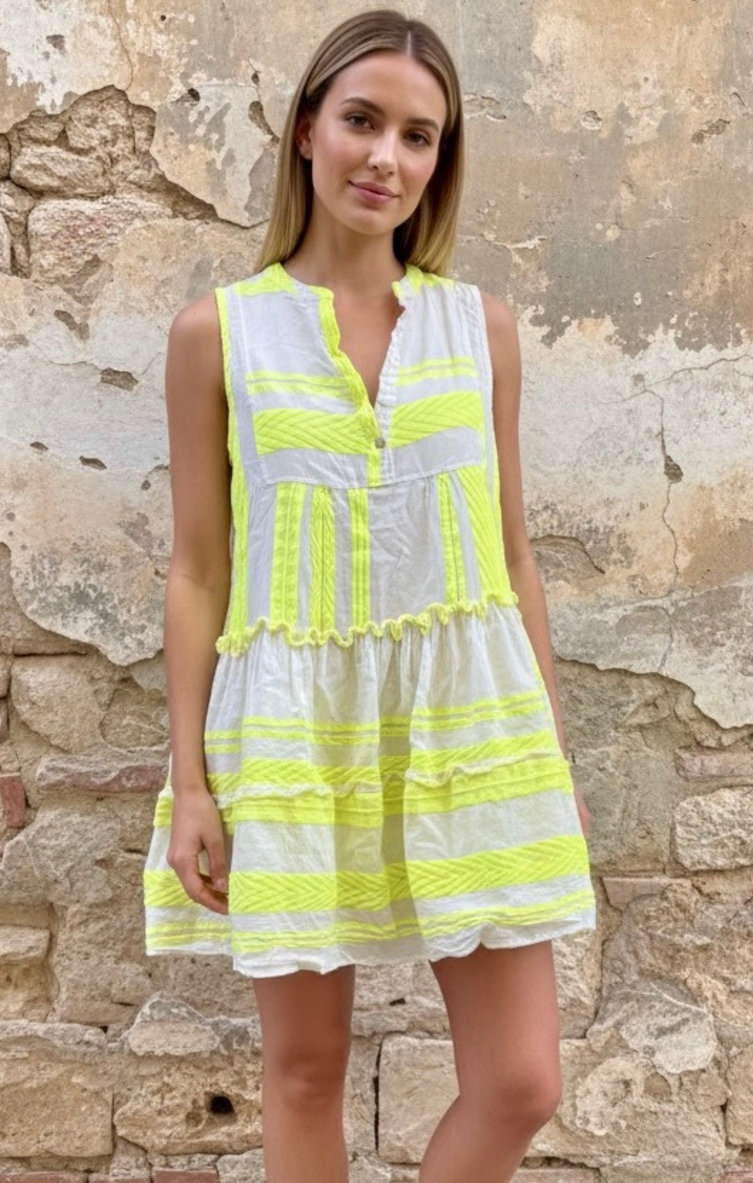 The Valentina Sleeveless Tiered Cototn Mini Boho Dress