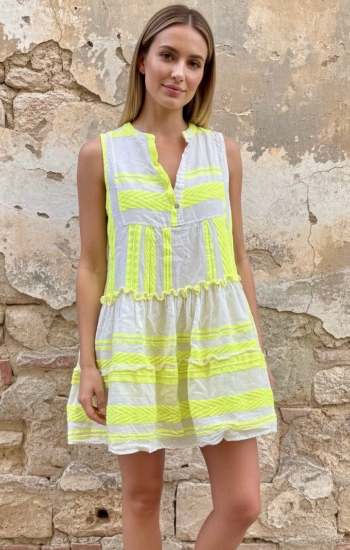 The Valentina Sleeveless Tiered Cototn Mini Boho Dress