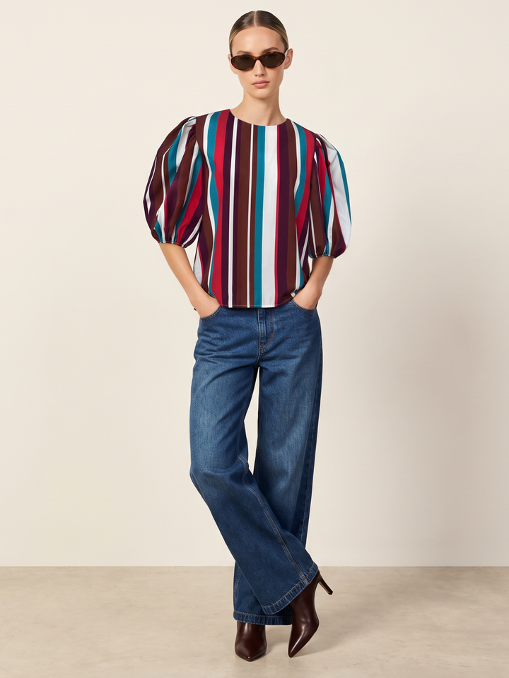 Viena Puff Sleeve Cotton Top