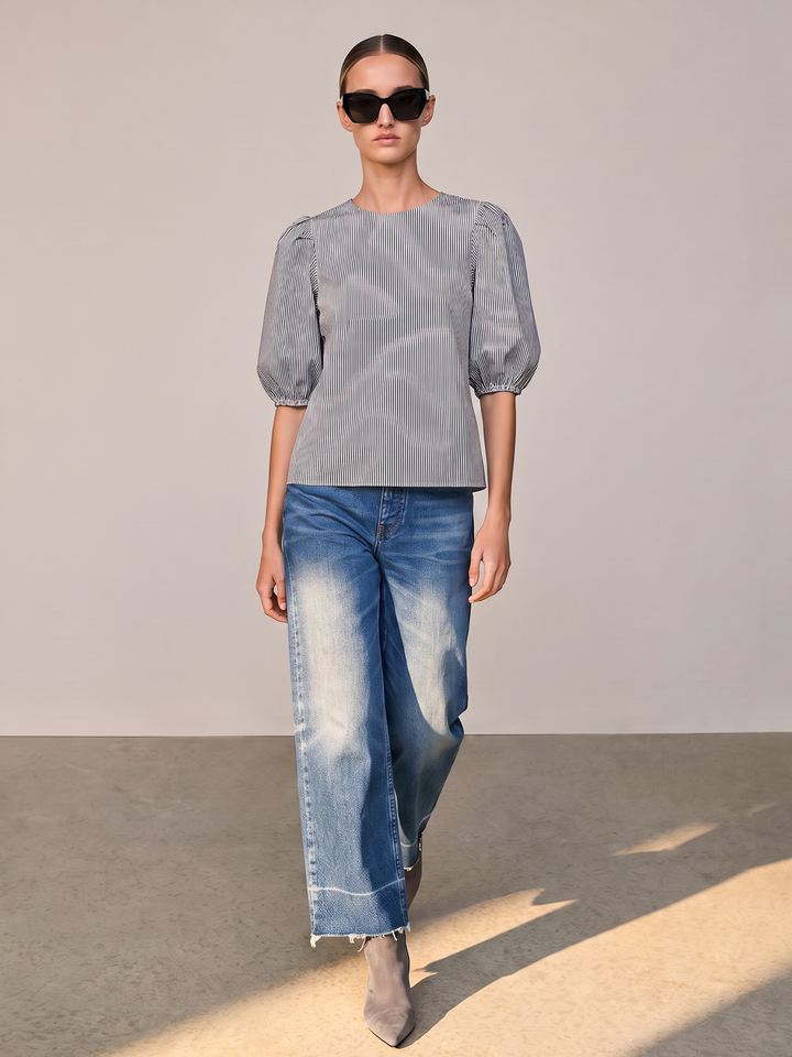 Viena Puff Sleeve Cotton Top