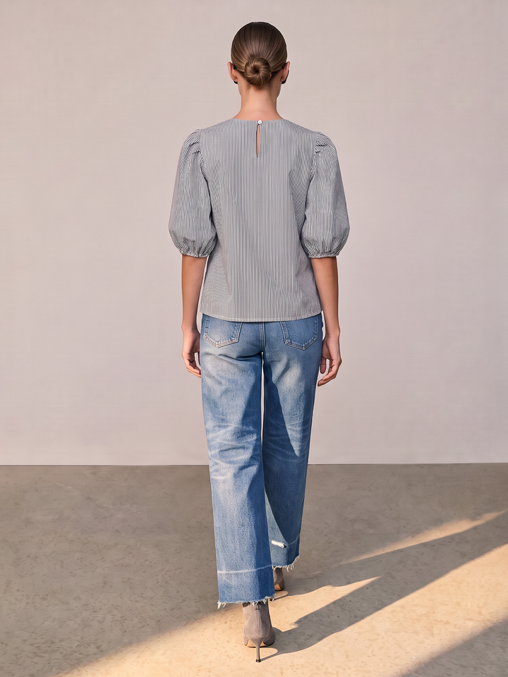 Viena Puff Sleeve Cotton Top