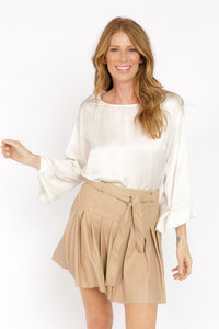 CLODET BEIGE FAUX LEATHER SKIRT