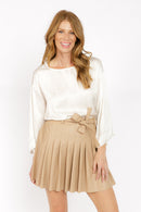 CLODET BEIGE FAUX LEATHER SKIRT