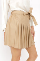 CLODET BEIGE FAUX LEATHER SKIRT