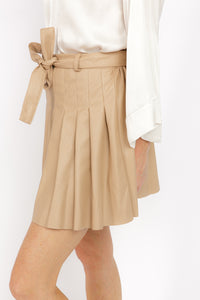 CLODET BEIGE FAUX LEATHER SKIRT