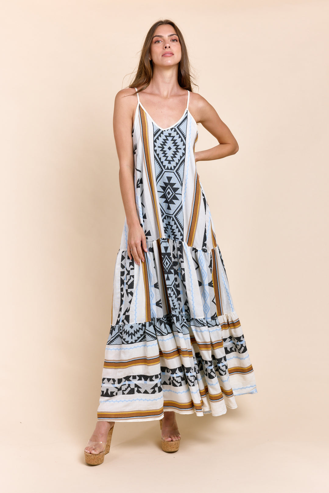 The Truni Sleeveless Tiered Maxi Dress