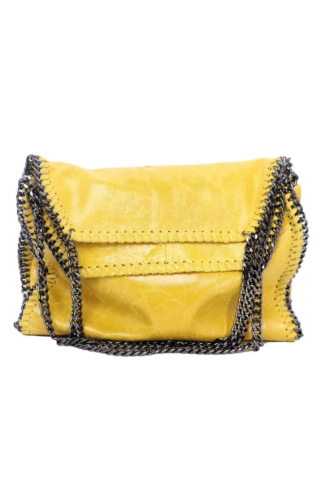 CASSIE YELLOW 2-WAY HANDBAG WITH CHAIN STRAP