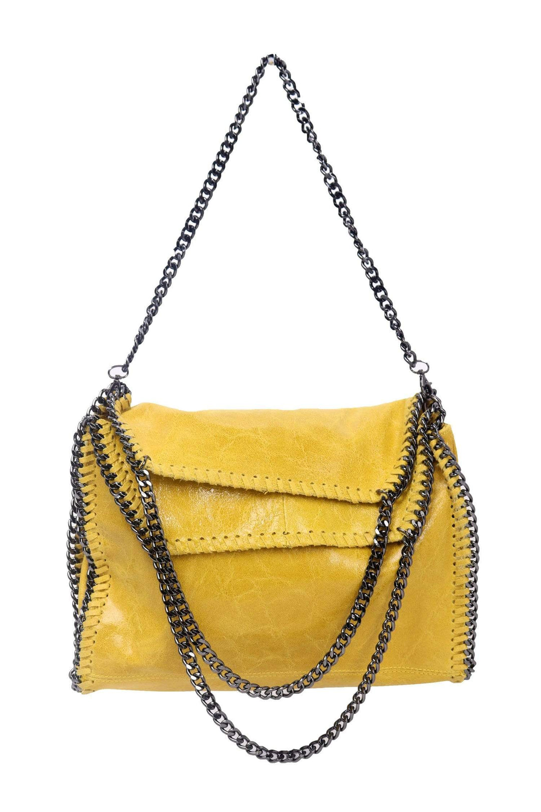 CASSIE YELLOW 2-WAY HANDBAG WITH CHAIN STRAP