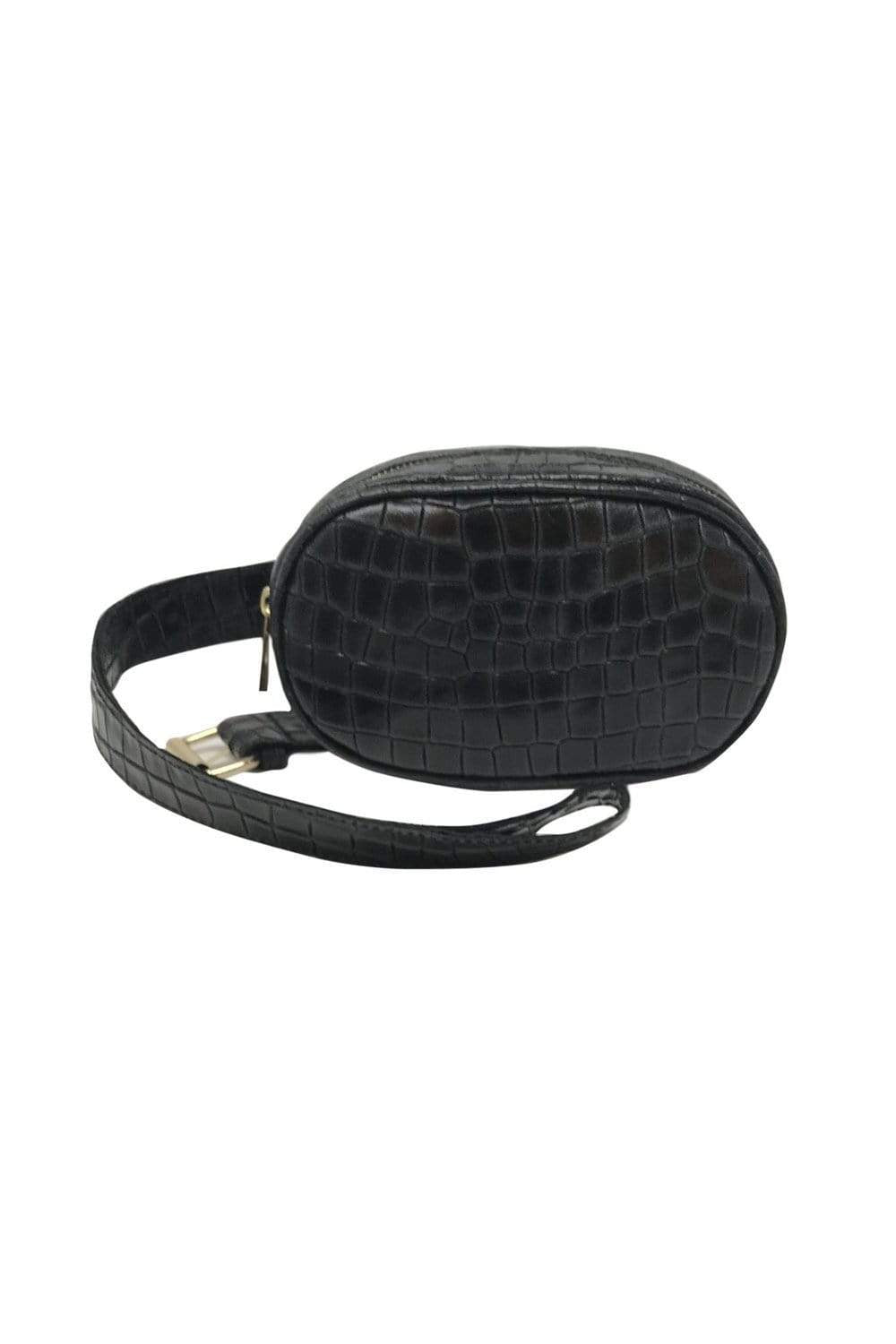LAURA BLACK EMBOSS BELT BAG