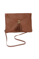 SOFIA CROSSBODY CLUTCH OSTRICH EMBOSS COGNAC