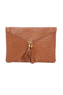 SOFIA CROSSBODY CLUTCH OSTRICH EMBOSS COGNAC