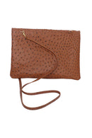 SOFIA CROSSBODY CLUTCH OSTRICH EMBOSS COGNAC