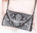 MANDY SNAKE GREY CHAIN SHOULDER BAG