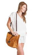 SASSY COGNAC EMBOSS CHAIN STRAP SHOULDER BAG