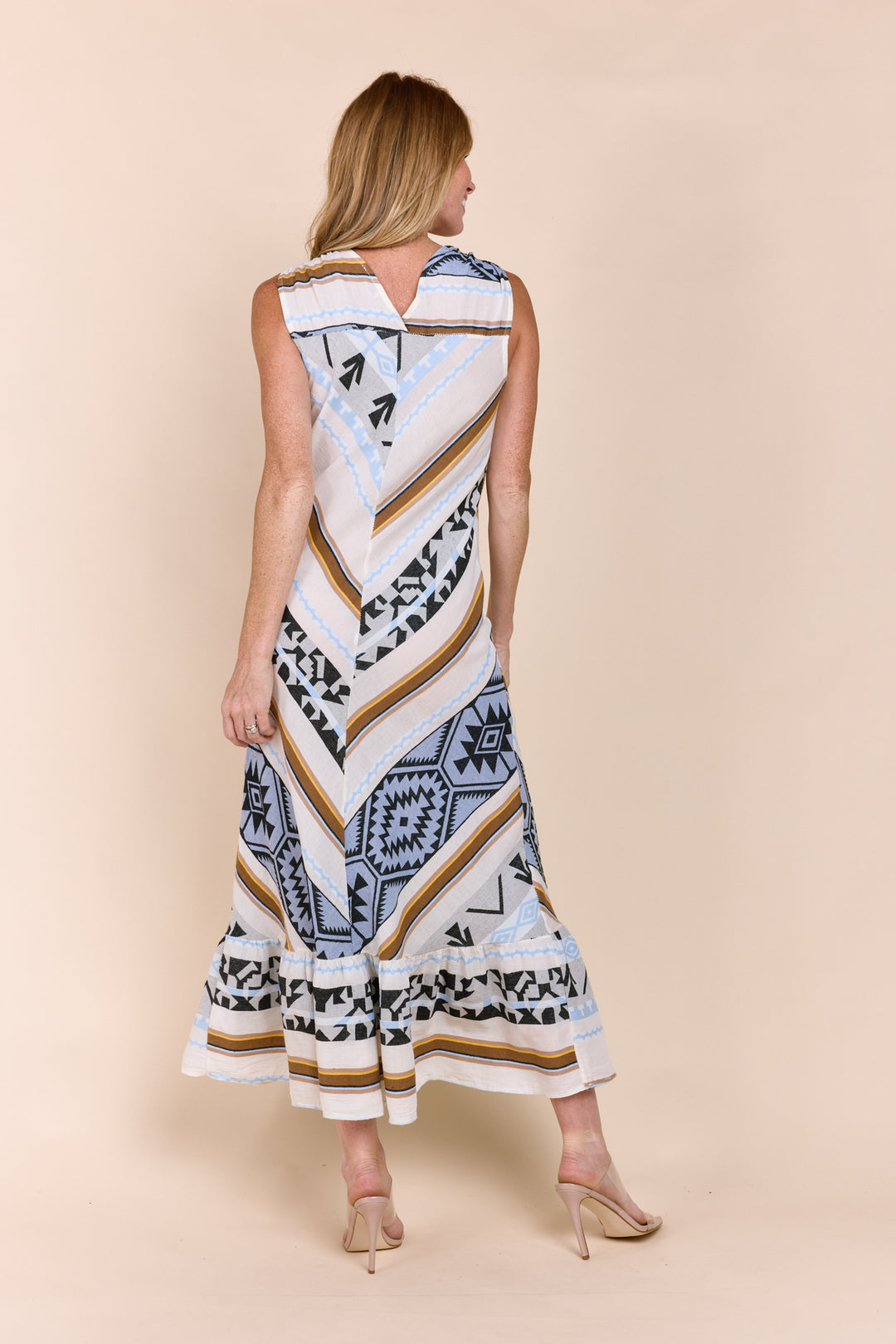 The Elisa Sleeveless Jacquard Embroidery  Maxi Dress