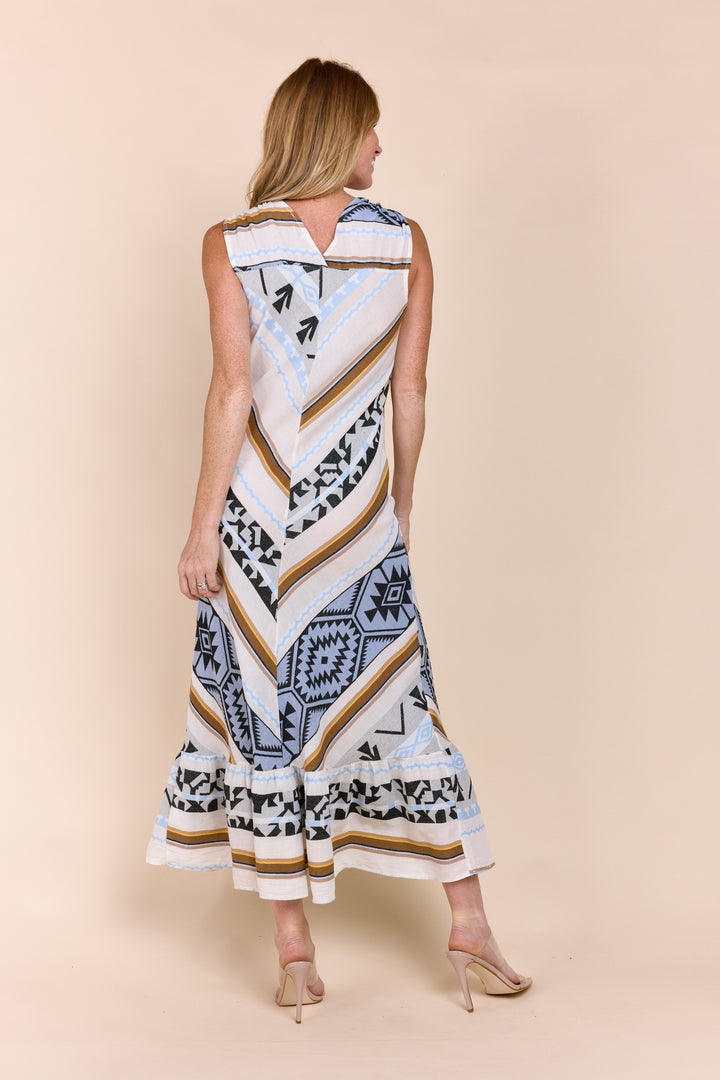 The Elisa Sleeveless Jacquard Embroidery  Maxi Dress