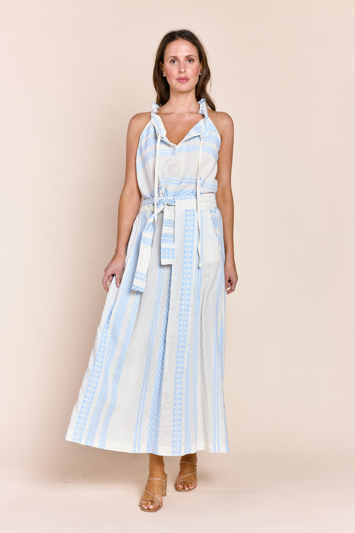 RhodaRuffle Halter Jacquard Cotton Top